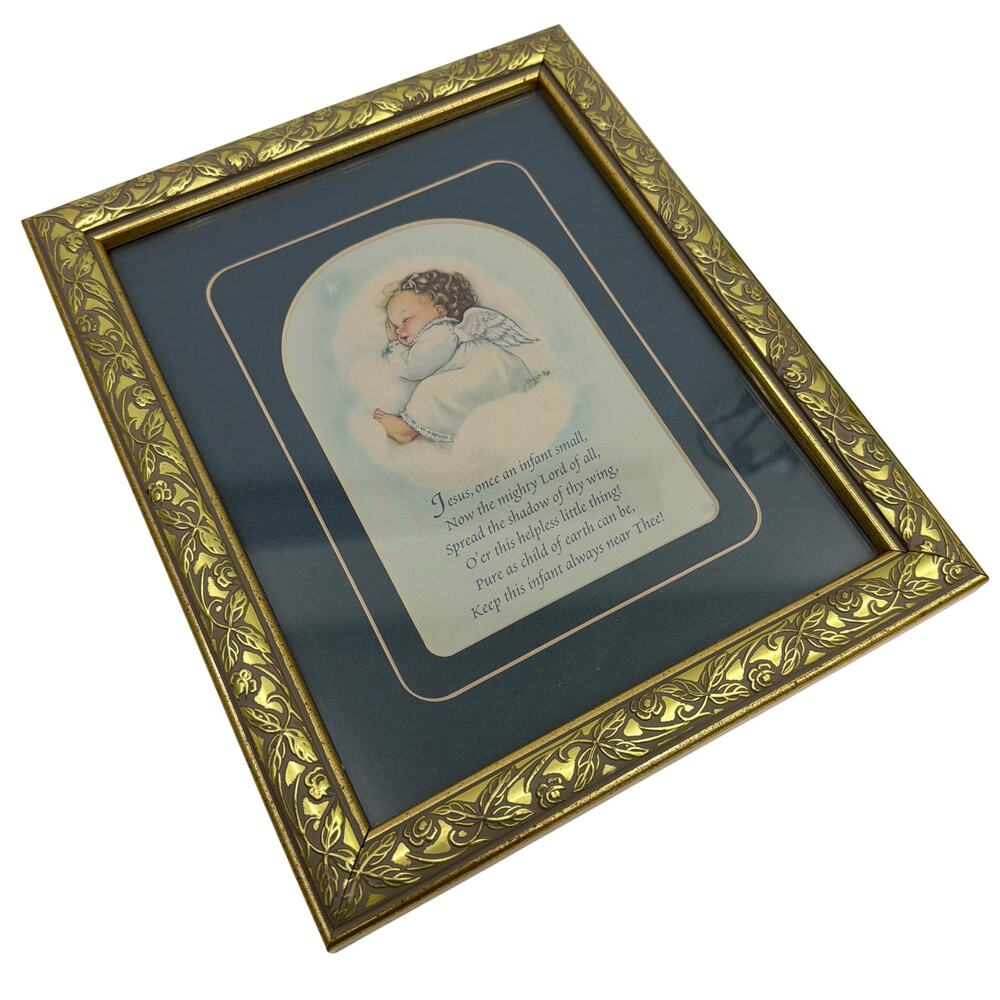Gallery Graphics Inspirational Framed Baby Angel Prayer Print Gold Tone Frame